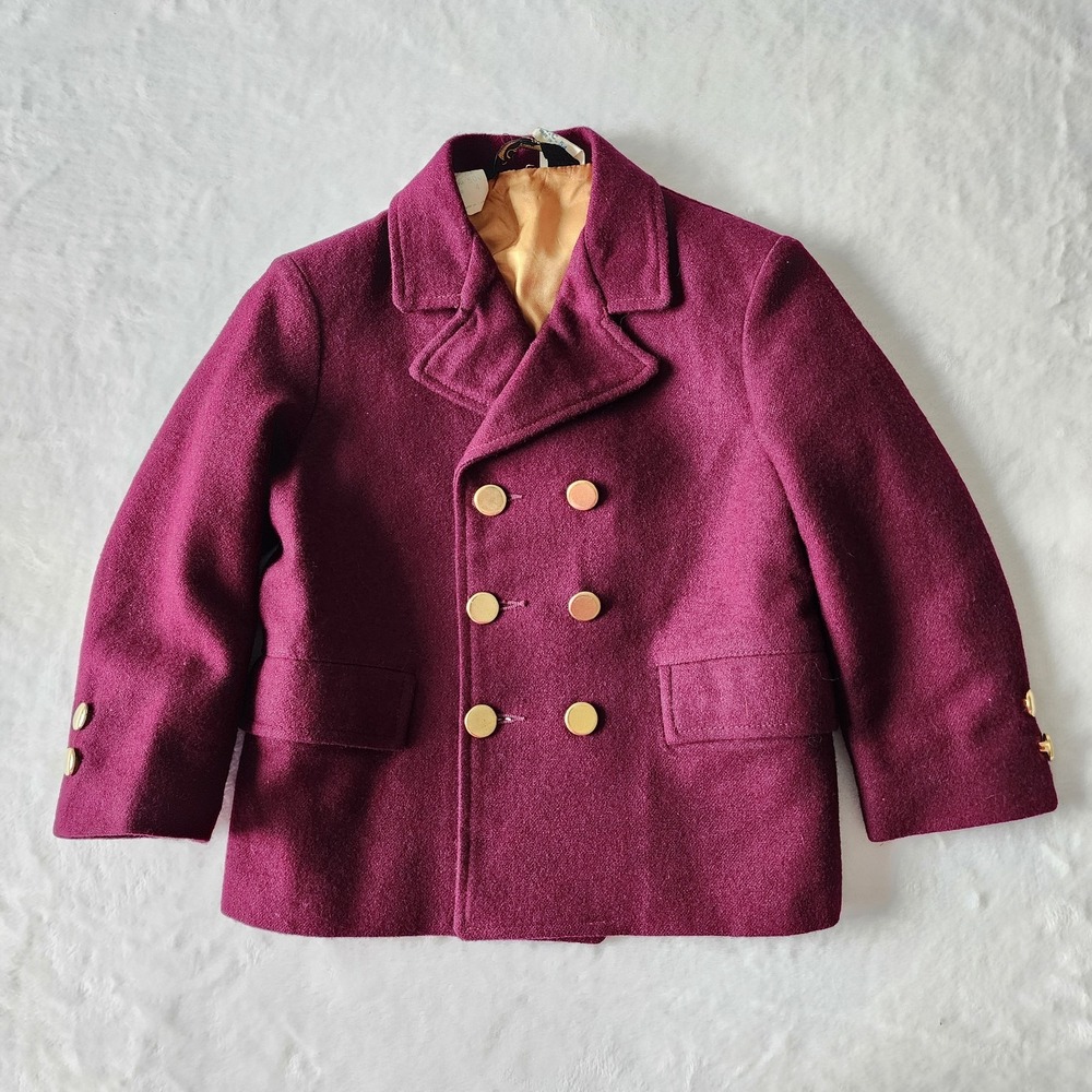 Vintage Caron Wool Blazer‎ Kids Size 4 Coat Jacket Peacoat 1950s Made In Canada